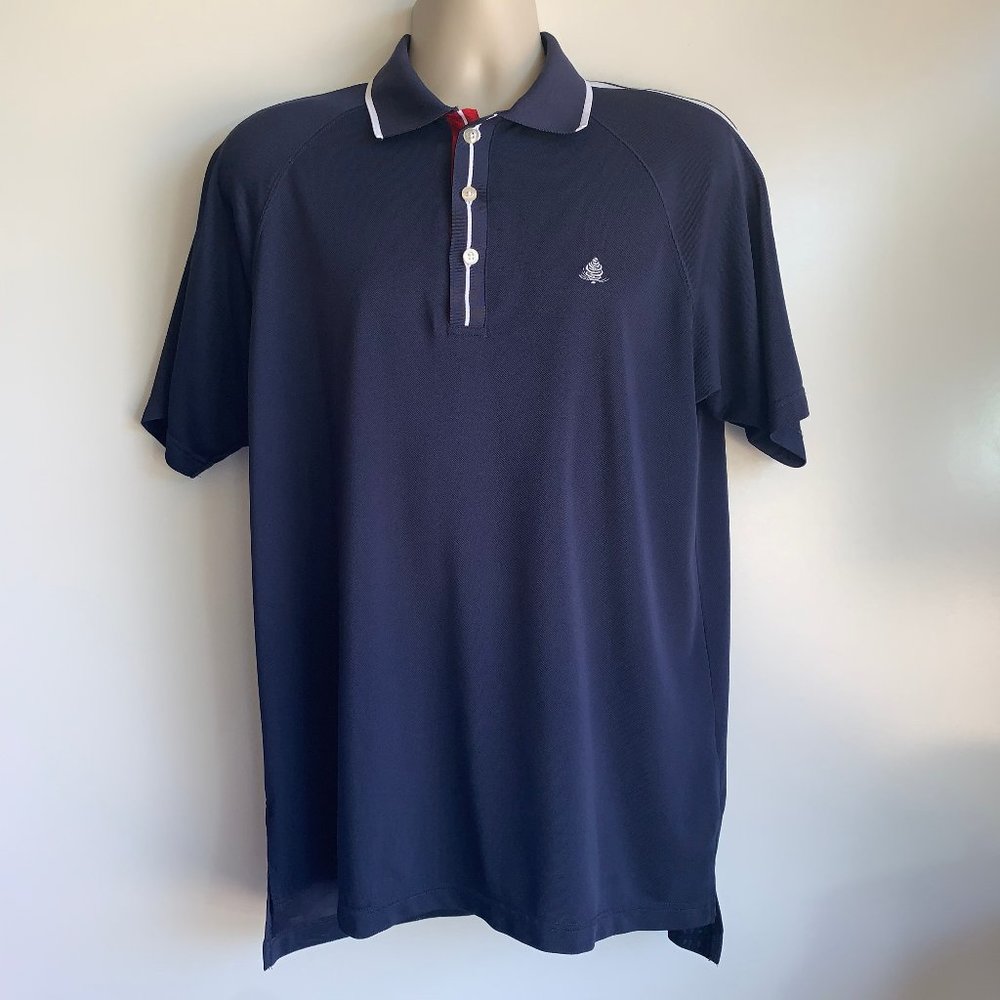 DUNNING GOLF Navy Blue White S/S Polo Shirt Large